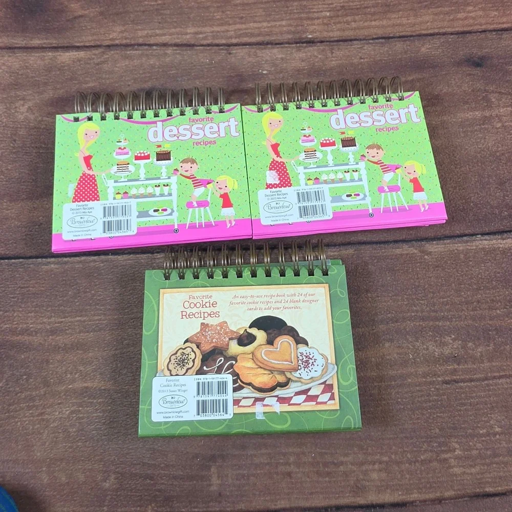 Brownlow Gifts Recipe Books Set of 3 Green Pink Good Spiral Dessert Cookies